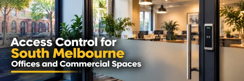 Access control system on a glass office entrance in South Melbourne